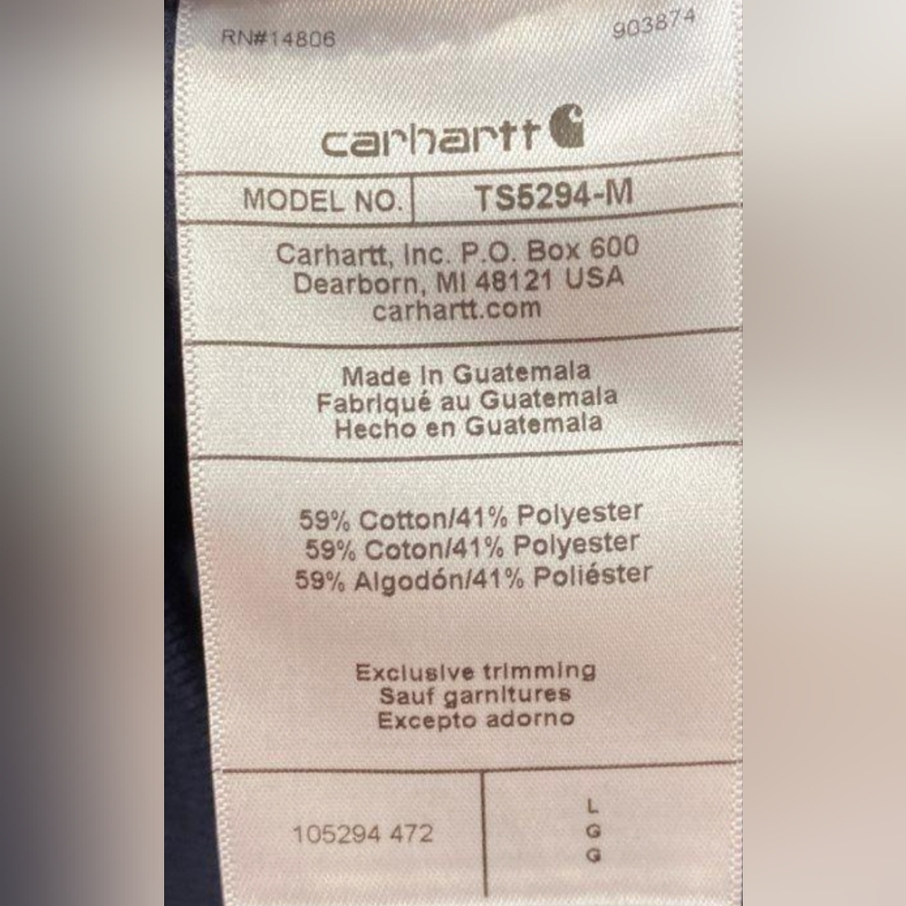 Carhartt Midweight Quarter-Zip Mock-Neck Sweatshirt Size L NWOT MSRP $59.99 - Picture 5 of 5